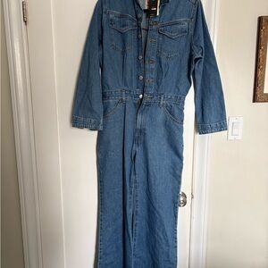 Levi's Blue Denim Jumpsuit with Red Logo Label